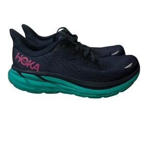 Hoka One One Clifton 8 Running Shoes Navy Teal Pink Athletic Sneakers 6.5